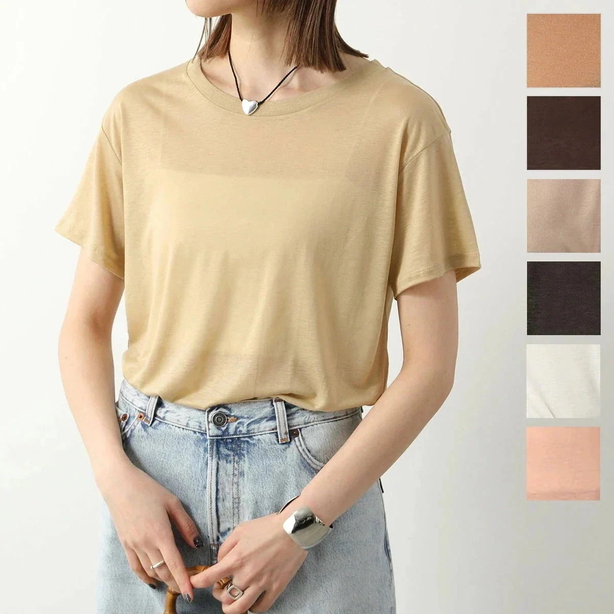 BASERANGE ベースレンジ 半袖 Tシャツ LOOSE TEE TOLO レディース カットソー ストレッチ ラウンドネック 無地 カラー7色