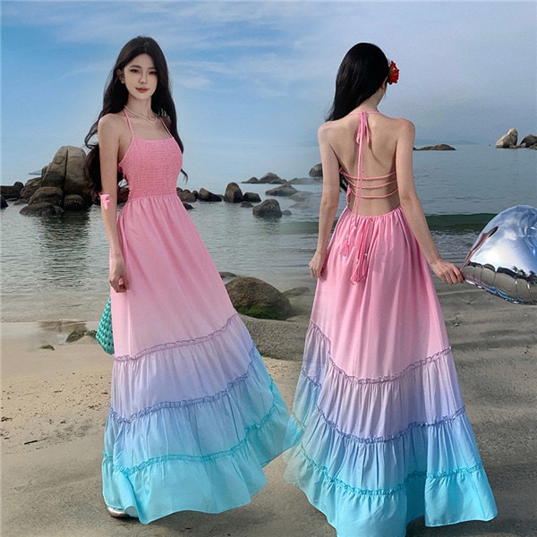 リゾートワンピース サスペンダードレス 夏ワンピ 可愛い ゆったり ロング丈 着痩せ 体型カバー 上品 ボヘミア風 ワンピ 旅行 海 バカンス デート お出かけ