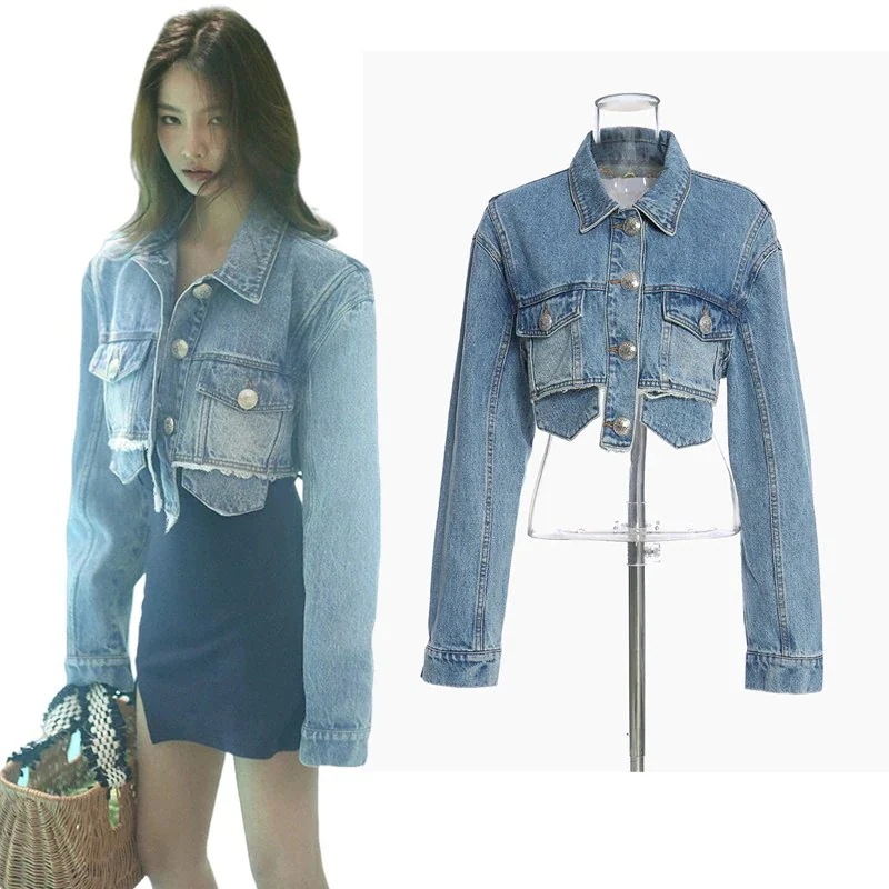 【Europe Style.OF】短 デニムジャケット フリンジ 春夏 レディース トップス メガ割30%までに制限 5,741円
