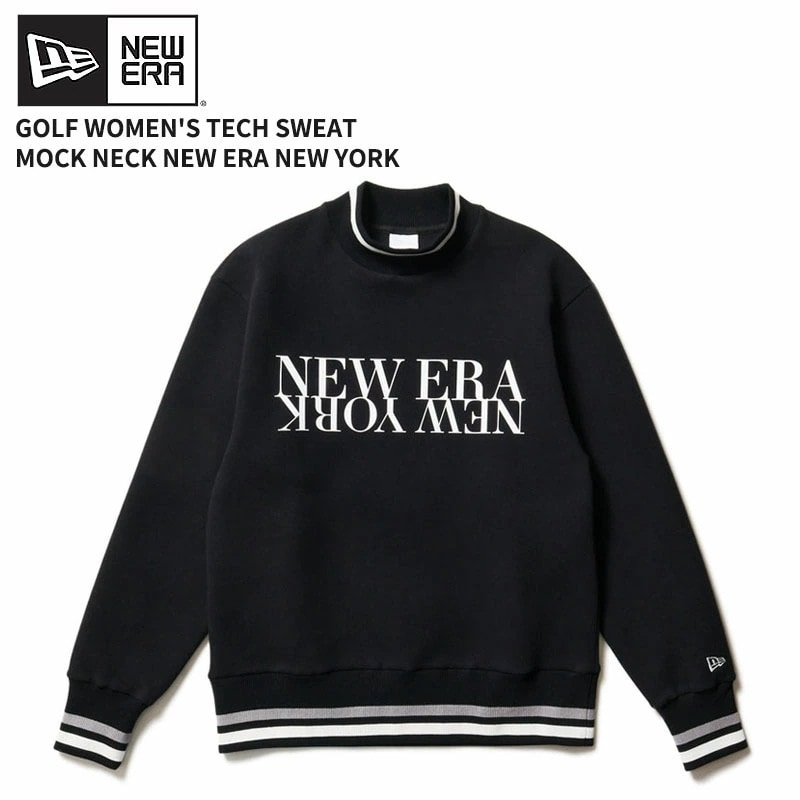 ニューエラ 長袖 スウェット ゴルフ NEW ERA WOMENS テックスウェット モックネック NEW ERA NEW YORK ブラック レディース トップス