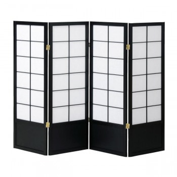 弘益（KOEKI） UTILITY 和風衝立4連 ブラック 高さ1200mm JPS1204BK