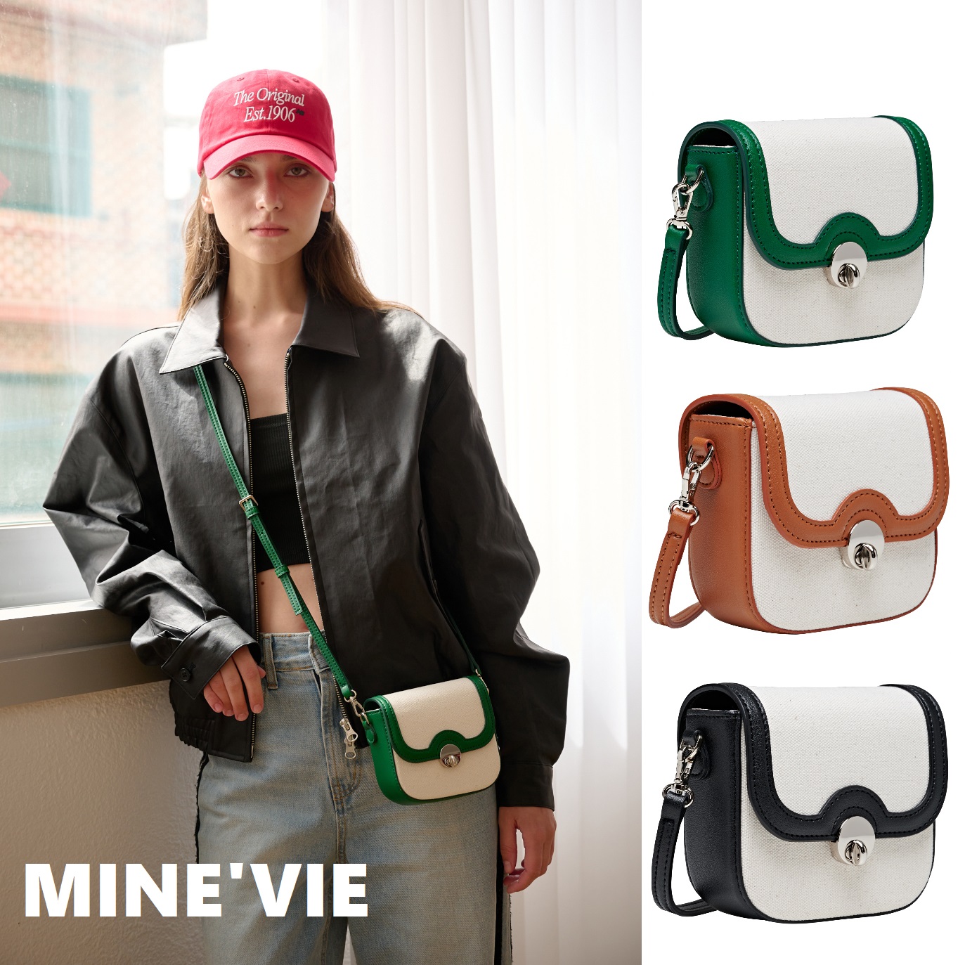 [MINEVIE] [韓国デザイナーブランド]マンゴーバックキャンバス（3colors）