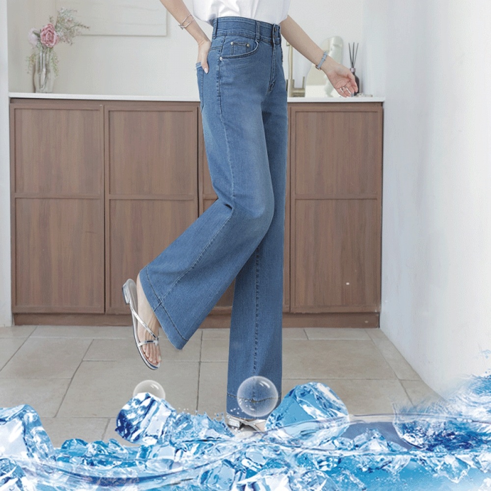 クリック＆ファニー センスツーボタン ワイドデニムパンツ[S,M,L,XLサイズ]