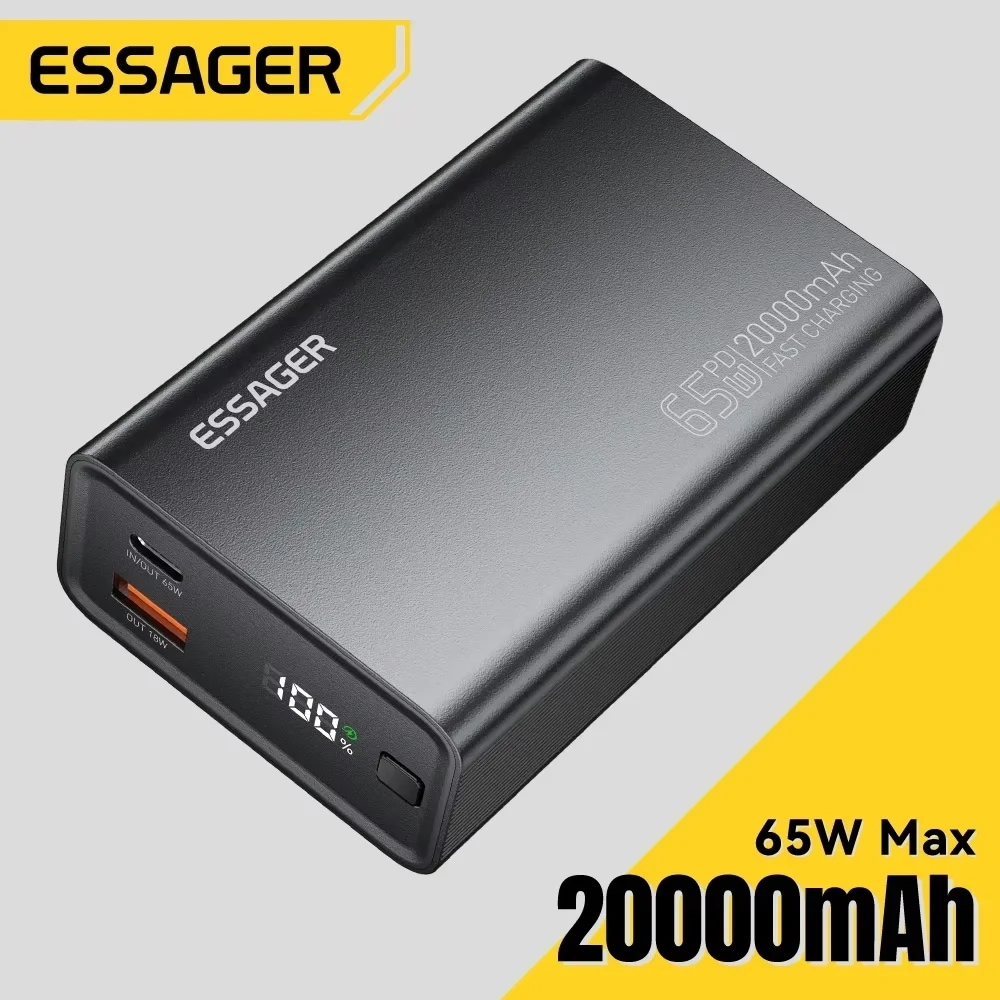 Essager-携帯電話 ラップトップ タブレット Mac pd 65w 20000mah用の急速充電パワーバンク