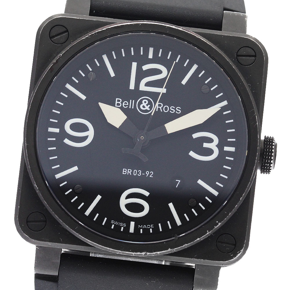 ベル＆ロス Bell＆Ross BR0392-BL-CE/SRB BR 03-92 ブラック マット デイト 自動巻き メンズ 保証書付き_905860【中古】
