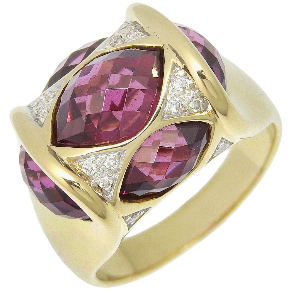 リング・指輪 K18イエローゴールド ダイヤモンド アメジスト 14号 D0.10 8.20 約10.5g レディース 中古品 A+ランク