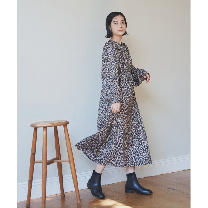 ビンテージ風ドビーサテンワンピース