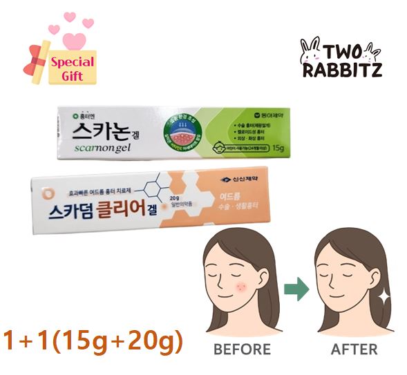 【韓国薬剤師おすすめ】東亜製薬 スカノンゲル scarnon 15g + スカダム クリアゲル 20g/ 別に購入可能/ おすすめパッケージ/ にきびパッチプレゼント/ カクタ治療/ にきび治療