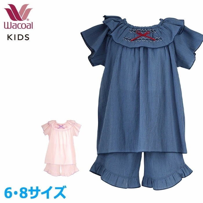 ワコール Wacoal キッズパジャマ (34サイズ)女児パジャマ 女の子 ワコールキッズ 夏用 涼しい 綿100％ 楊柳素材 CTT385 【F】