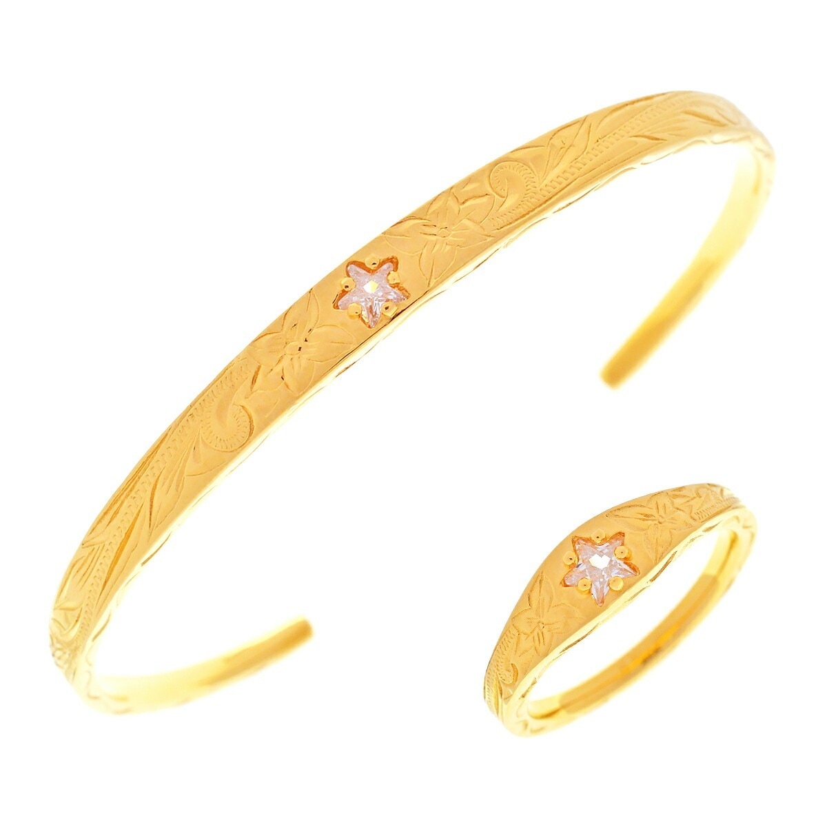 ハワイアンジュエリー リング バングル セット レディース サージカルステンレス スター スクロール 14,230円