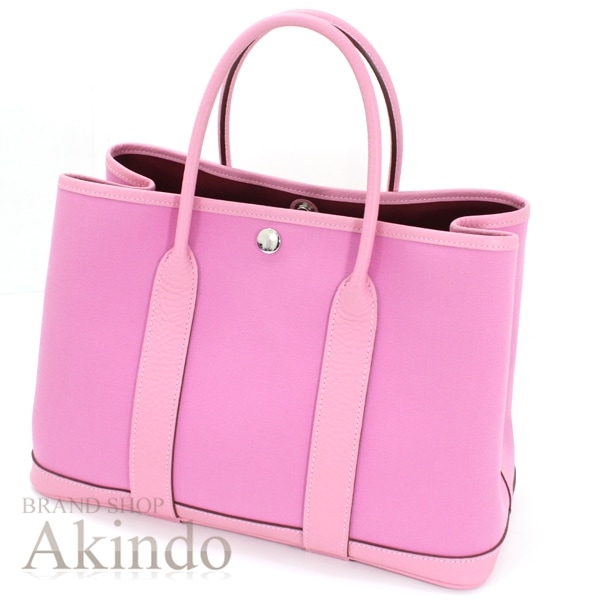 【新品未使用】ガーデンパーティTPM 30 トートバッグ ハンドバッグ ピンク ルビー ボルドー トワルオフィシェ レザー カントリー レディース