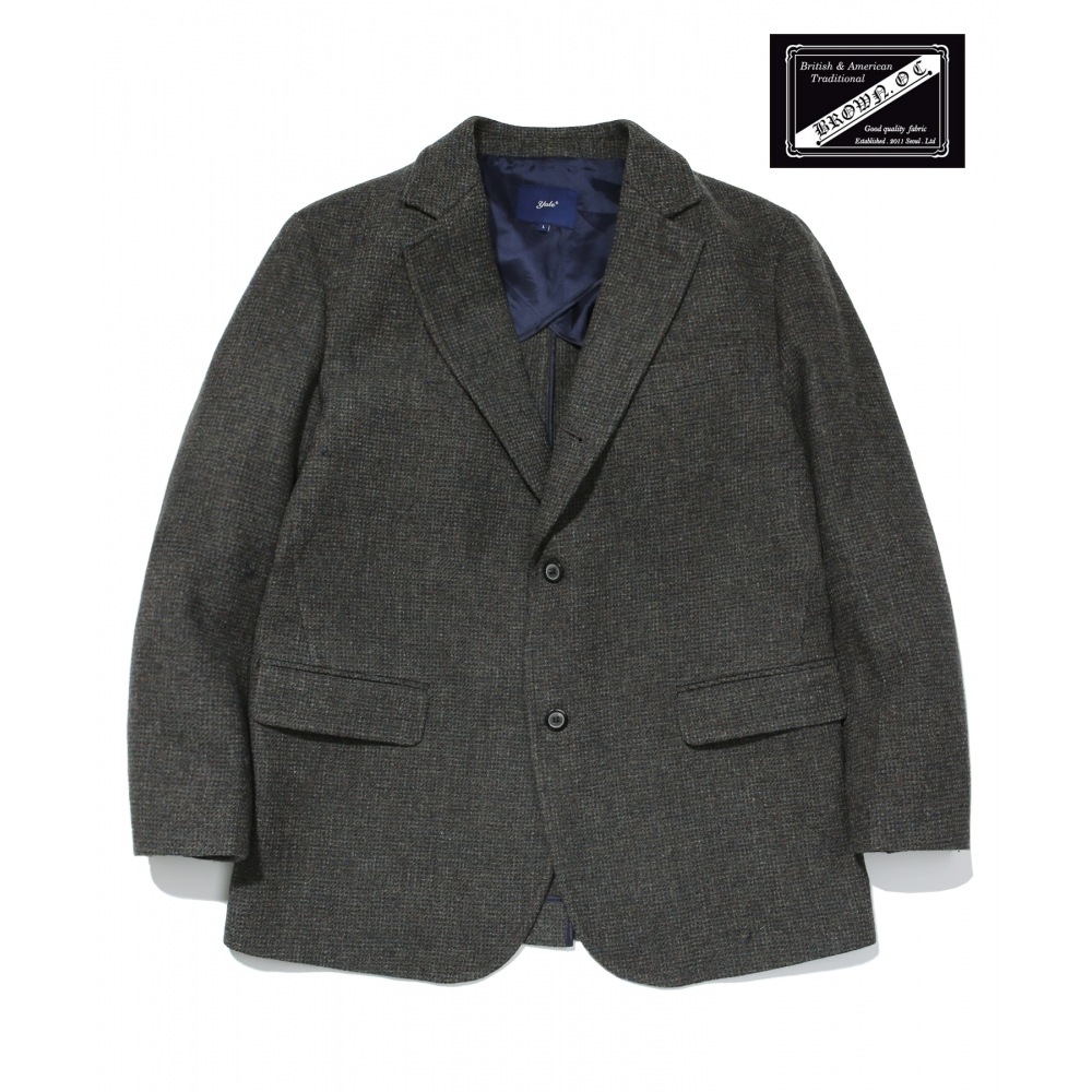 YALE YALE X ブラウン OC ハウンドトゥース チェック ブレザー ジャケット ブラウン