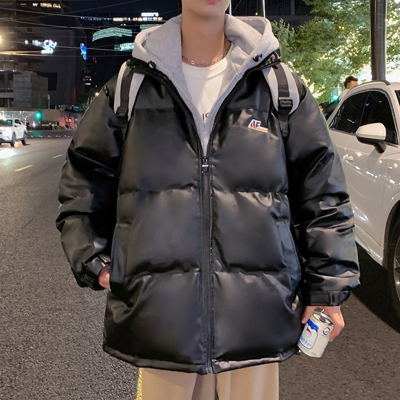 11 綿服メンズ冬の冬の太い冬のジャケットスタンドカラートレンディブランドpu家具ジャケットハンサムボーイルーズロケーティブコットン服
