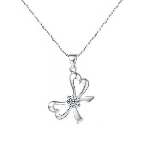 ハートリボンキュービックジルコニアネックレス送料無料！ LUPIS