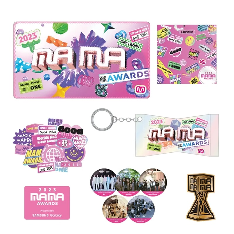 【 ブランケット5点セット 】 2023 MAMA OFFICIAL 公式グッズセット 限定商品 【購入特典付き】 ブランケット ハンカチ キーリング バッジ ステッカー 缶バッジ Mnet MAMA
