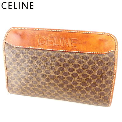 セリーヌ セカンドバッグ クラッチバッグ マカダム ブラウン×ベージュ×ゴールド レディース CELINE 中古 Y3524 セリーヌ クラッチバッグ バック セカンドバッグ バック レディース