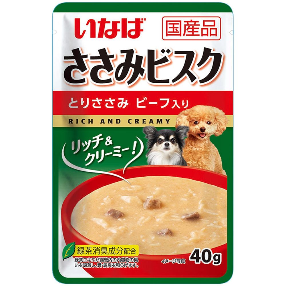 （まとめ買い）いなば ささみビスク とりささみ ビーフ入り 40g 犬用フード [x48]