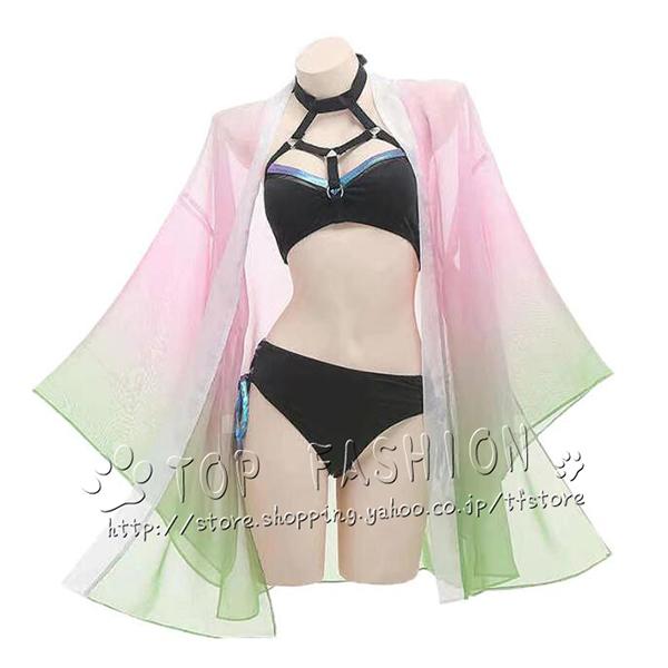 875コスチューム 甘露寺 蜜璃水着 水着セット 人用 セクシーな水着 みずぎ レディース 着痩せ 暑さ対策 体型カバー 肌触り良い 3点セット