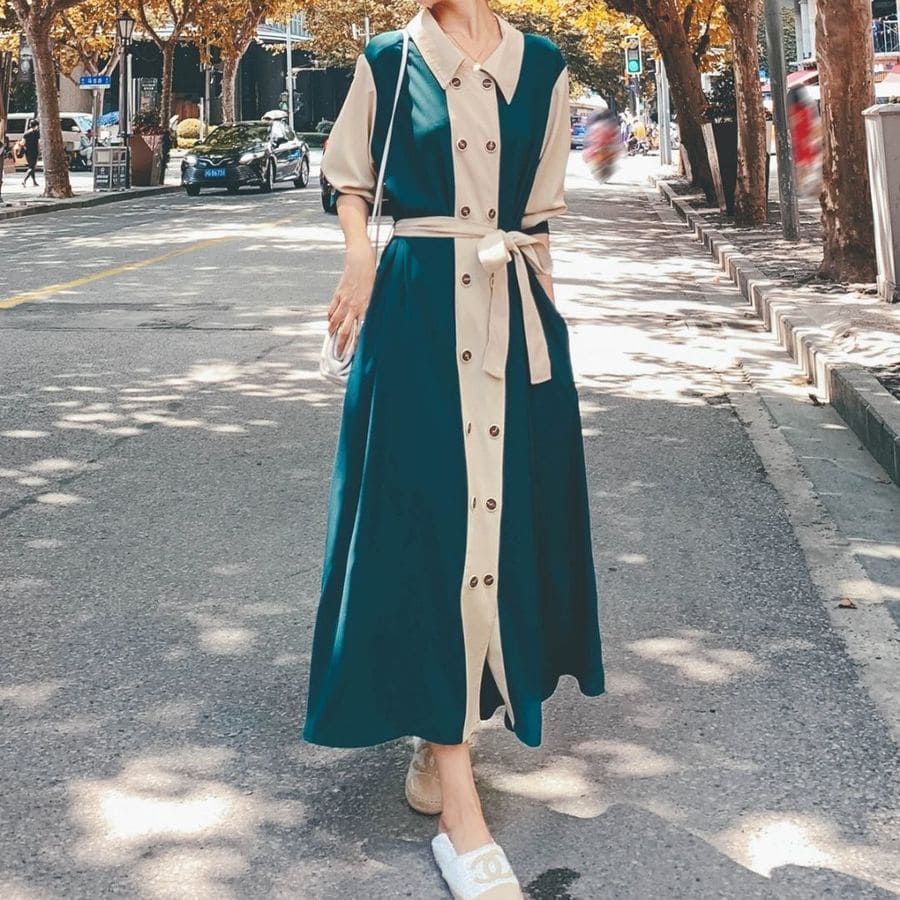 【新品】ワンピース レディース シャツワンピ 春秋 コート スプリングコート 9530