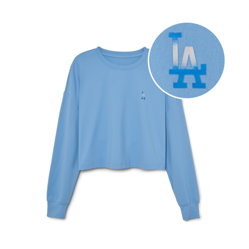MLBレディースベーシックエスレジャーミディアムロゴ長袖TシャツLA（L.Cobalt Blue）