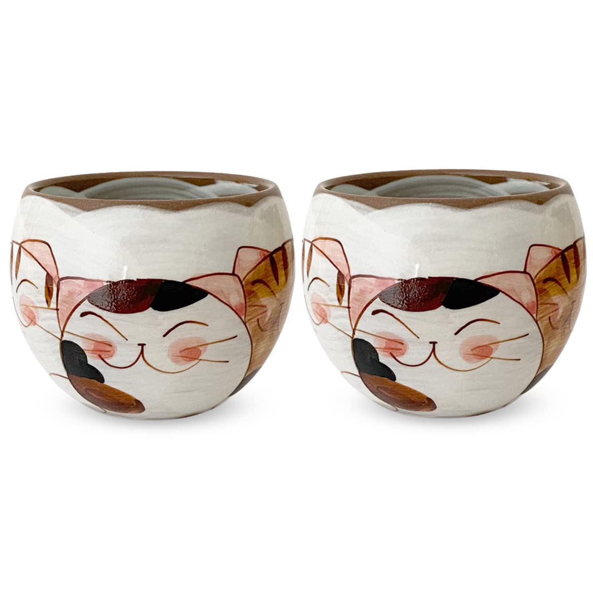 J-kitchens 工房祥 sho～ カップ ペアー 煎茶 （ 湯呑 ） 三匹の子猫 粉引 波佐見焼 日本製