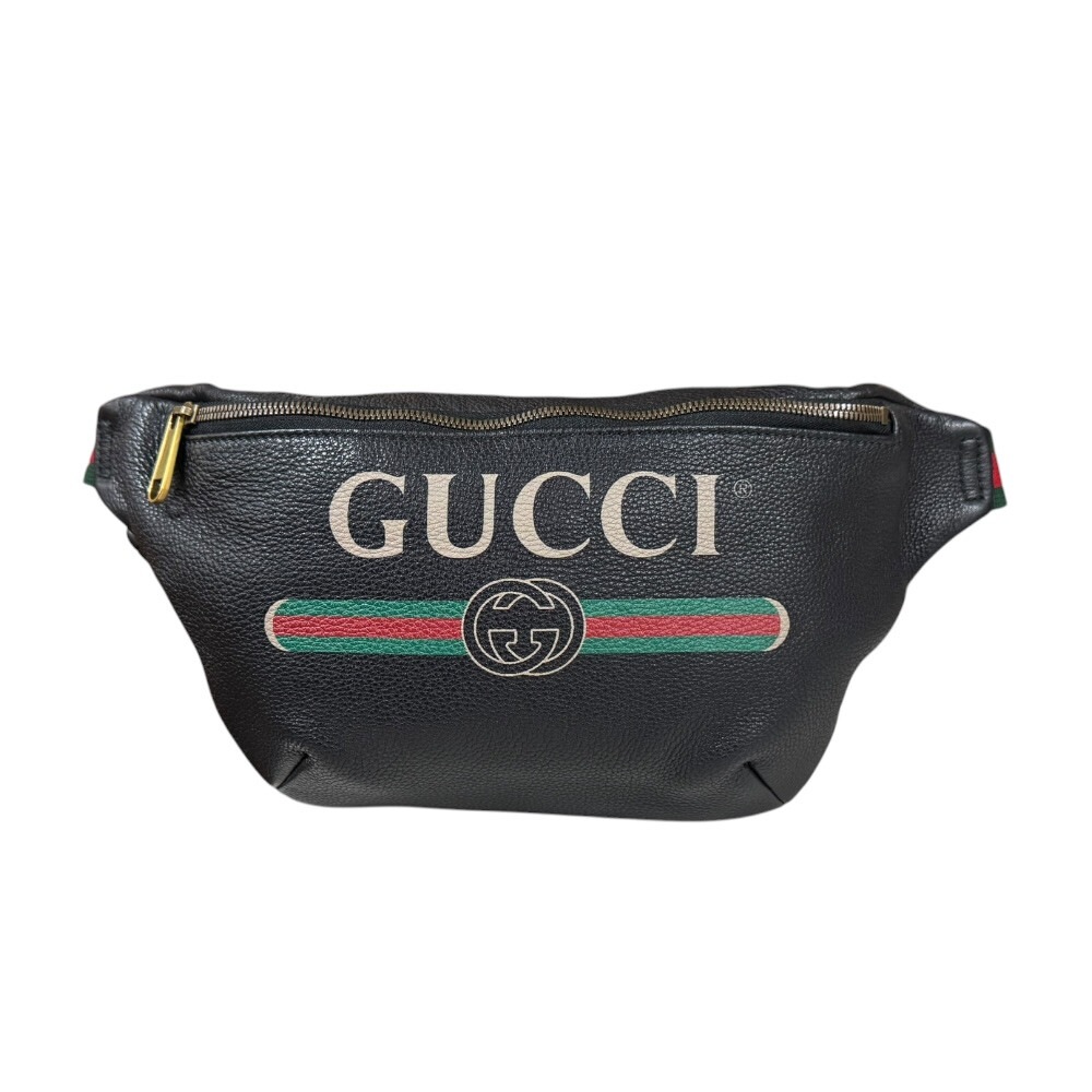 グッチ シェリーライン ボディバッグ レザー 530412 ブラック GUCCI 中古