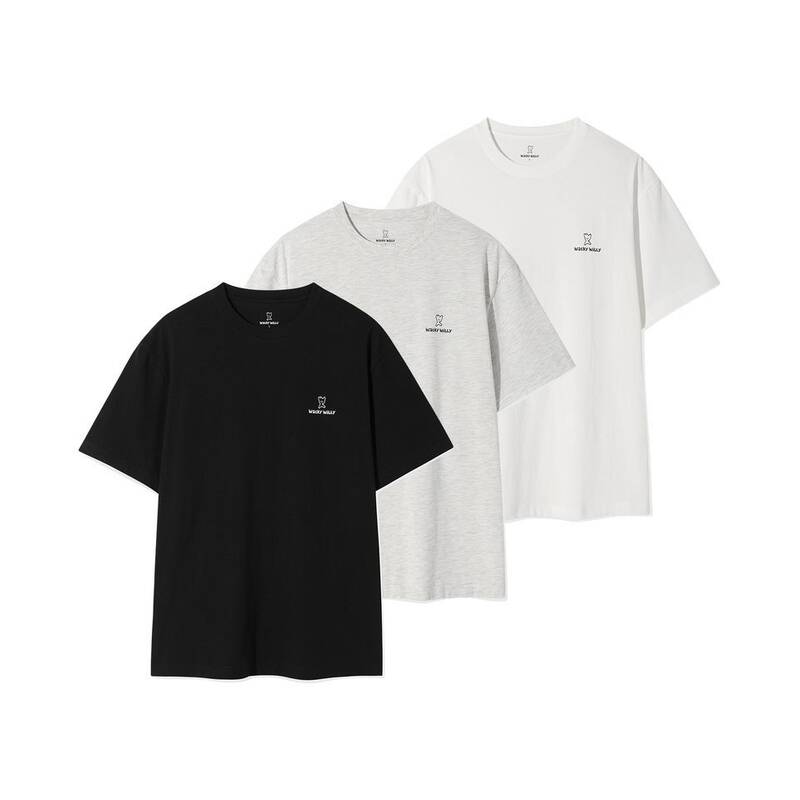 WACKY WILLY [26SS] 3枚セット シグネチャー半袖Tシャツ ブラック・ホワイト・グレー WA2602STE3TC 415794