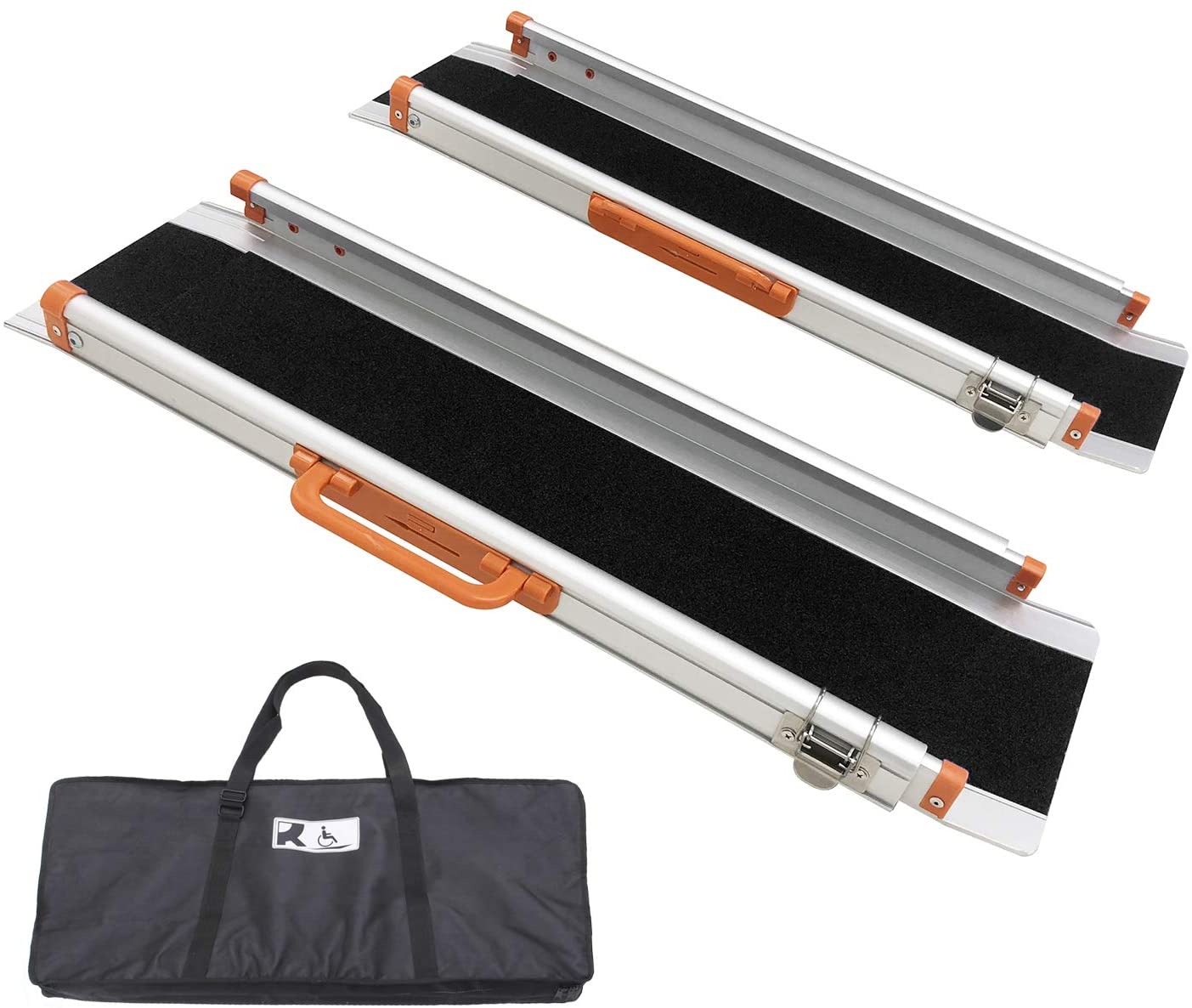 Ruedamann アルミスロープ 車椅子用スロープ 台車用スロープ 段差解消 伸縮軽アルミニウム合金車椅子坂道便利式モバイル スロープ バリアフリー通路2本セット 黒 MR207N