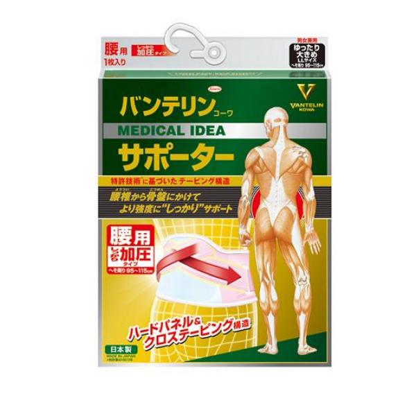 バンテリンコーワサポーター 腰用 しっかり加圧タイプ ゆったり大きめLLサイズ 1枚入 (パステルピンク)
