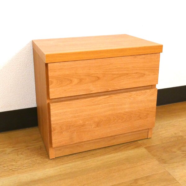 頑丈薄型チェスト/座れる収納ベンチ[2段 幅45cm ナチュラル木目調] 奥行30cm 日本製 『ウスピッタ』[完成品]