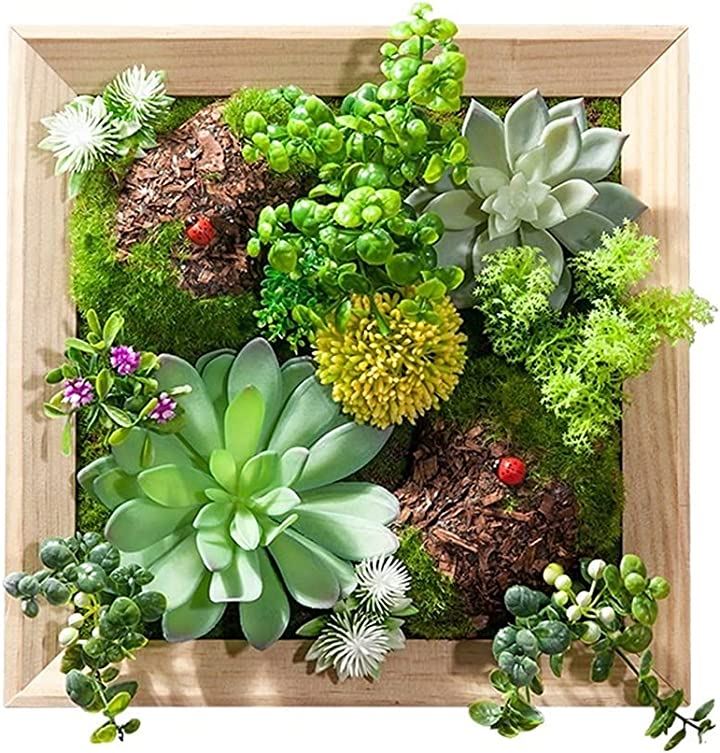 ウォールグリーン 壁掛け フェイク 木枠 フェイクグリーン 観葉植物 造花 30x30(30x30)