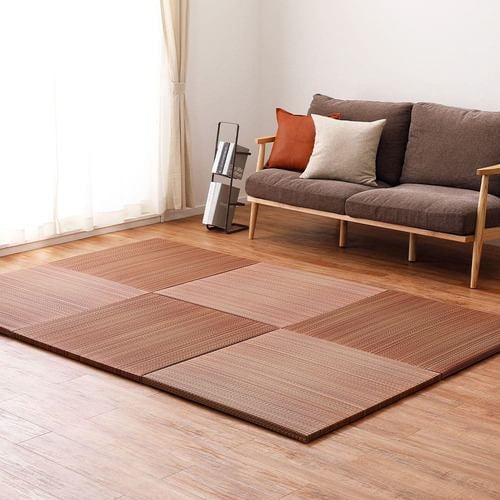 【メーカー直送品】萩原 【6枚組】置き畳フラッタ 倉敷II 約82×82×2.5cm ブラウン