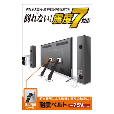 他サイト： エレコム　ELECOM　TV用耐震ベルト/~75V用/強力粘着シールタイプ/2本入　TS-002N2の商品画像