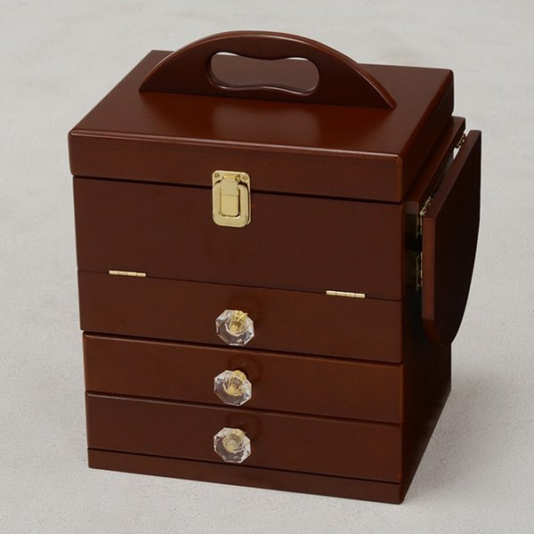 メイクボックス コスメボックス 三面鏡 ブラウン ミニテーブル付 スプレー缶対応 深型収納