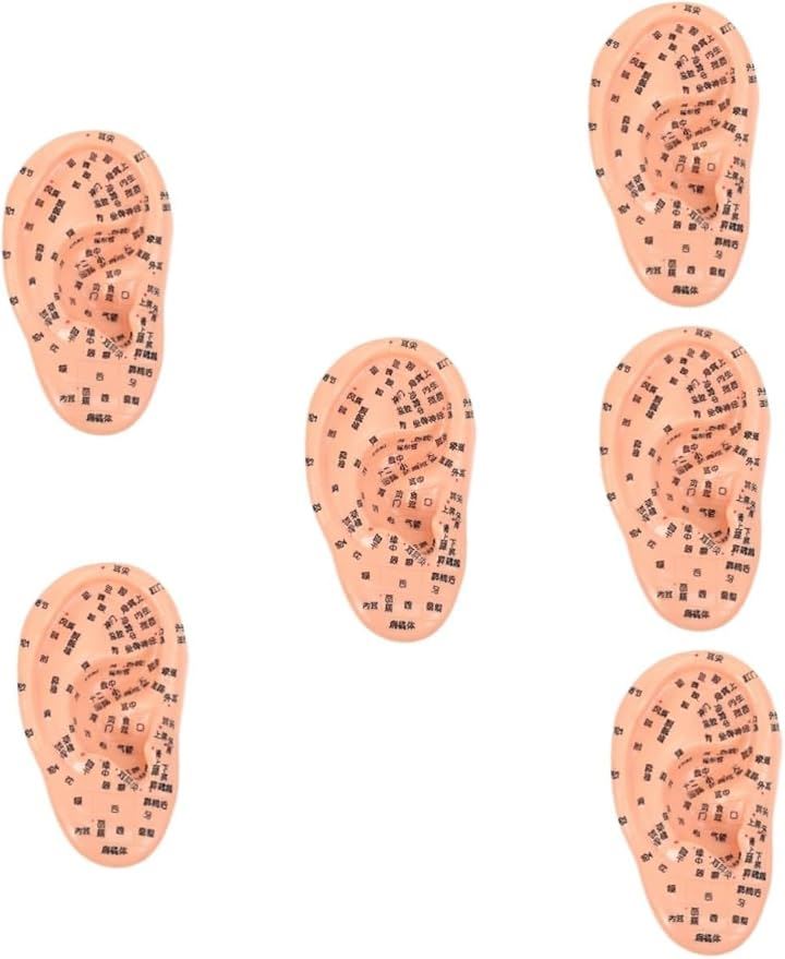 6個セット 耳鍼モデル 耳つぼモデル 医療器具 耳マッサージ PVC リフレクソロジー イヤーポイント(ナチュラル)