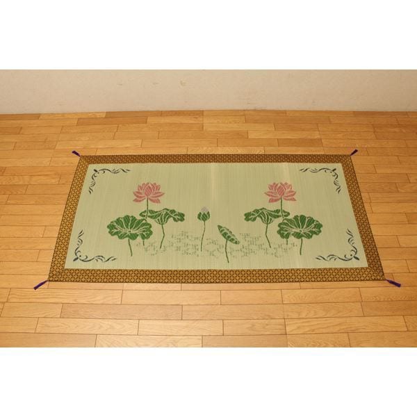 純国産/日本製 袋織 い草御前（仏前）ござ 『蓮の花』 約88x180cm