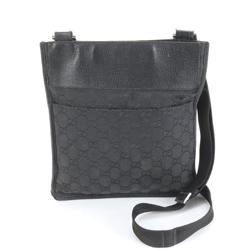 GGキャンバス 27639 レザー×キャンバス ショルダーバッグ 斜め掛け メッセンジャー ビジネス 通勤 トート メンズ MEE DM12-1 中古