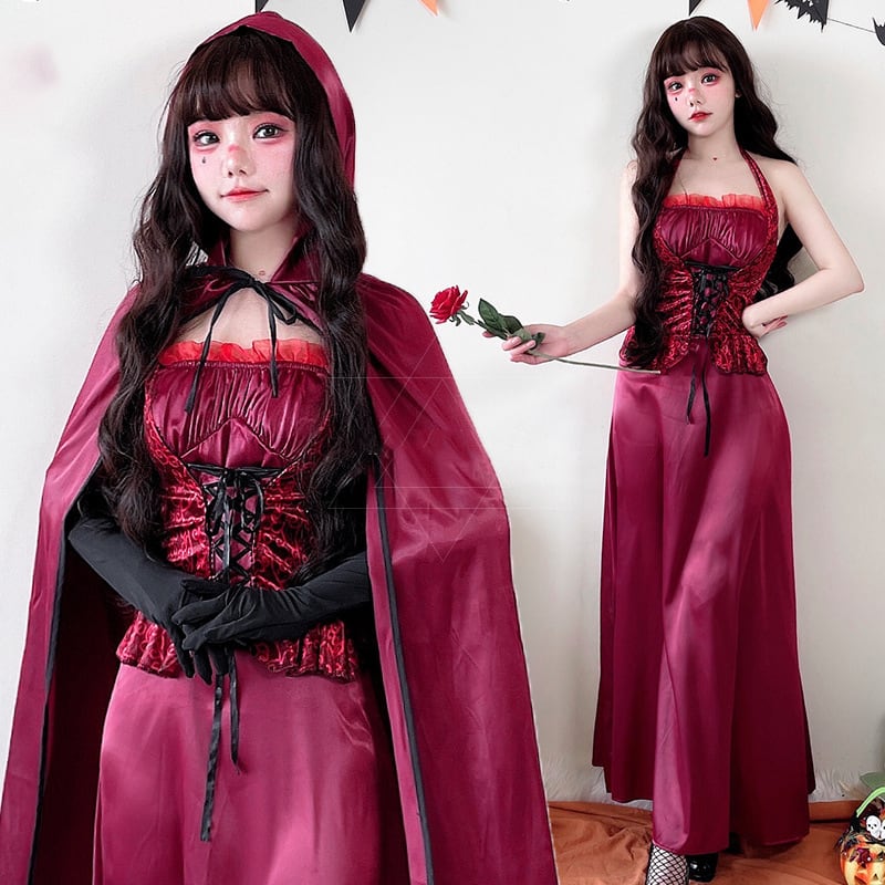 （3点セット）ハロウィン 吸血鬼 赤ずきんちゃん 仮装 コスプレ ワンピース30%までに制限