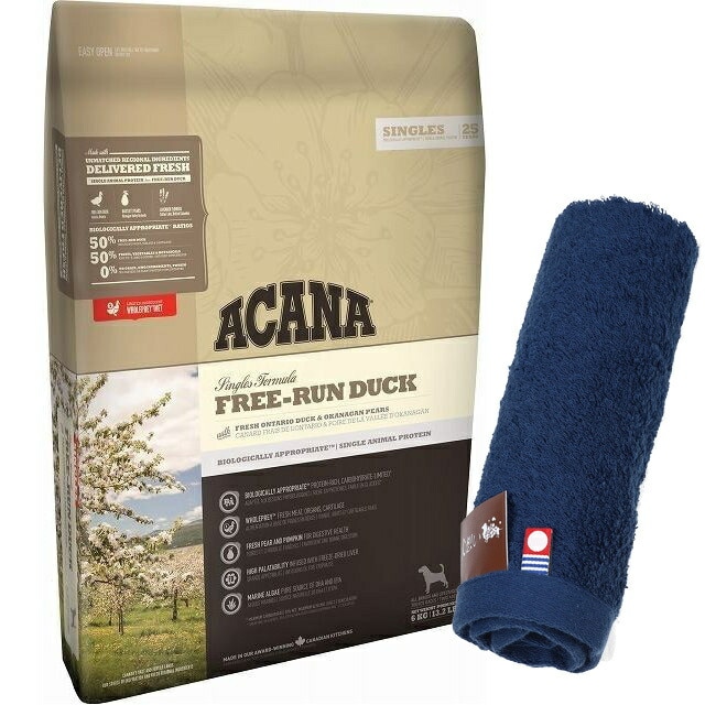 【正規品】アカナ フリーランダック 11.4kg 【犬想いオリジナル今治ハンドタオルセット】【タオルカラー ネイビー】