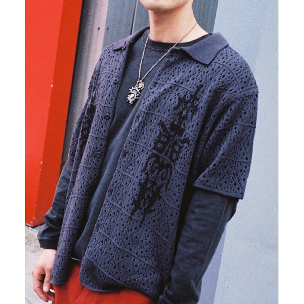 BLUR ゴシッククロシェニットカーディガン [ディープチャコール]