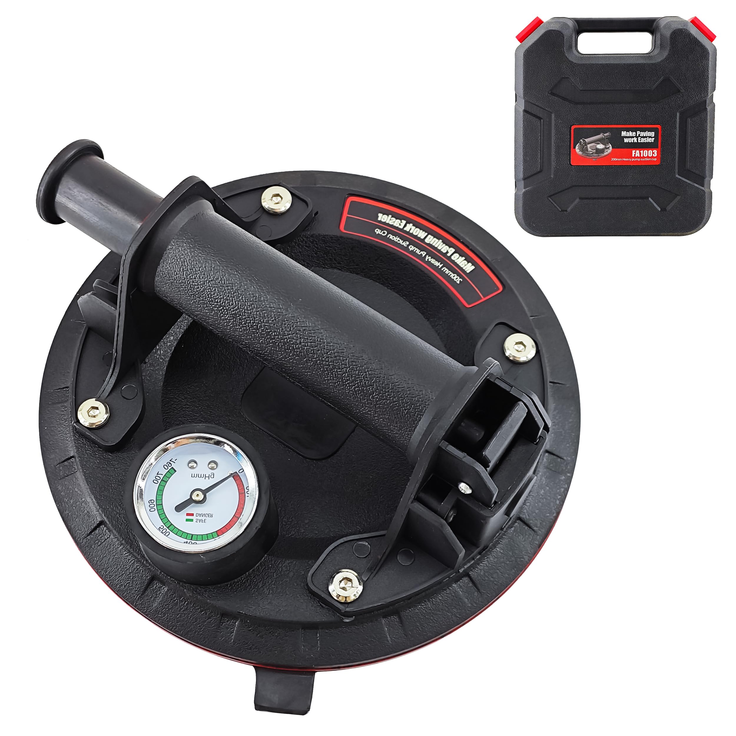 COYXiCE バキュームリフター 強力で真空吸盤 目視圧力計付き ガラス吸盤 サクションバキュームカップ 耐荷重400kg 三層ゴムで 強力吸着盤 直径20cm 硝子 建材 運搬 セラミックタイル