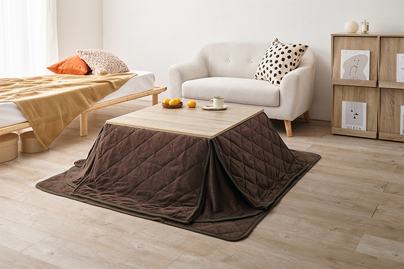 こたつセット 3点セット こたつ 75x75cm ナチュラル/ブラウン コタツ テーブル こたつ布団 リバーシブル 折れ脚 コタツ掛敷布団セット オールシーズン