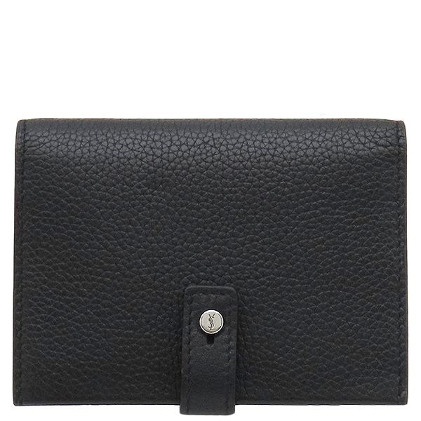 サンローラン SAINT LAURENT カードケース サック ド ジュール スープル レザー ブラック シルバー金具 黒 507604【中古】