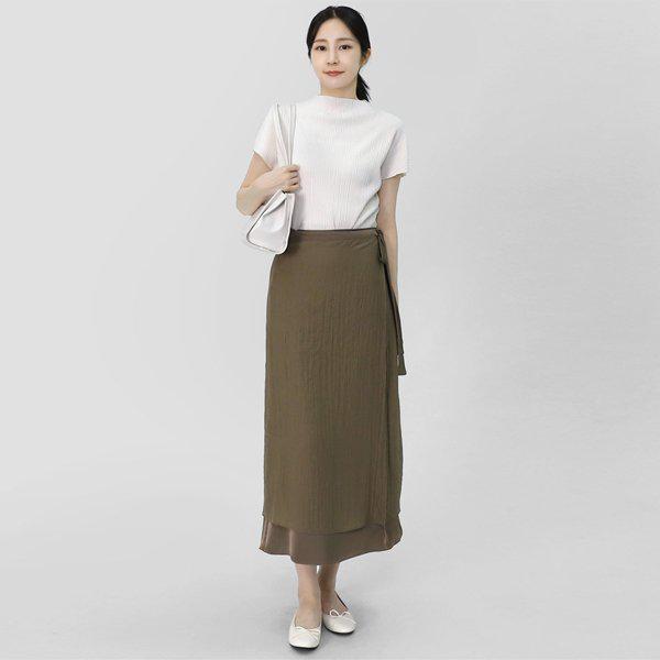 女性らしいレイヤードロングラップスカート LCCK001