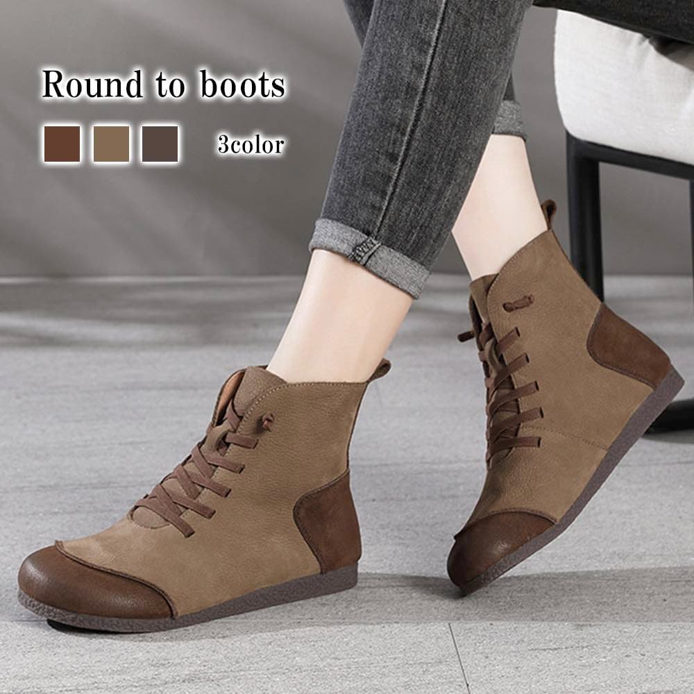 ブーツ レディース ラウンドトゥブーツ 夏 ウォーキング 秋 撥水 防寒 春 靴 ショート 雨 おしゃれ ロング 本革 4E きれいめ 冬 フロント 歩きやすい ミドル丈 レースアップ 滑らない レザ 8,316円