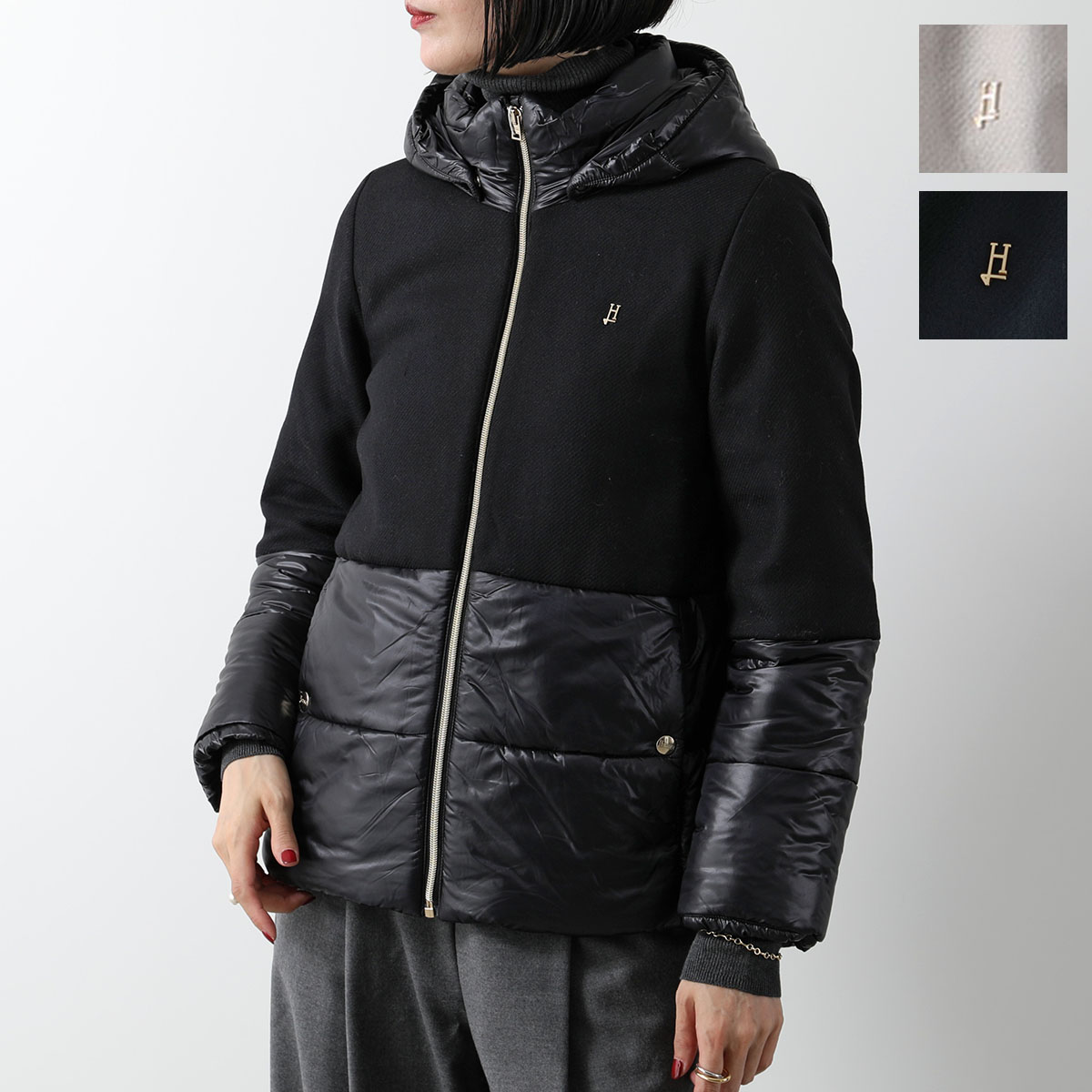 HERNO KIDS ヘルノ キッズ エコダウンジャケット GI000085G 33344 レディース ガールズ Hロゴメタル スタンドカラー カラー3色 GI000085G333449300