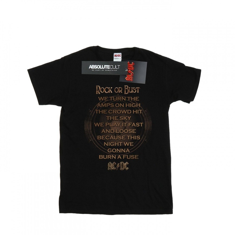 (英国より直送) AC/DC メンズロックオアバスト歌詞Tシャツ