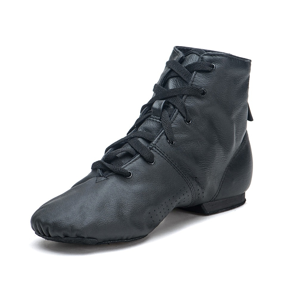 ジャズシューズ ダンスブーツ ユニセックス レディース メンズ ショートブーツ ハイカット ローヒール 本革 牛革 ダンス キャラクター ジャズ 劇団 JB1Lco 黒 ブラック