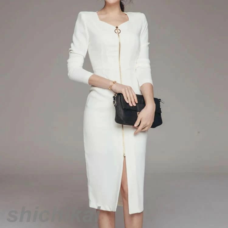 ホワイトワンピース タイトワンピース パーティードレス エレガント THOM ブラックワンピース ワンピース お呼ばれ お出かけワンピース 春新作 カジュアルワンピース OLワンピース レディース W