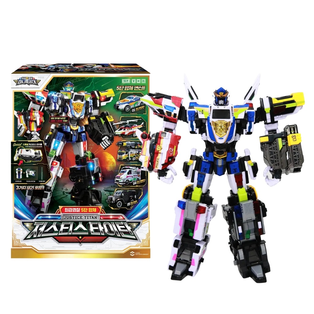 [正規品]ジャスティスタイタン ミニ特攻隊 最強警察 五段合体 大型サイズ 変身ロボット 合体 ジャスティス タイタンJusticeTitan